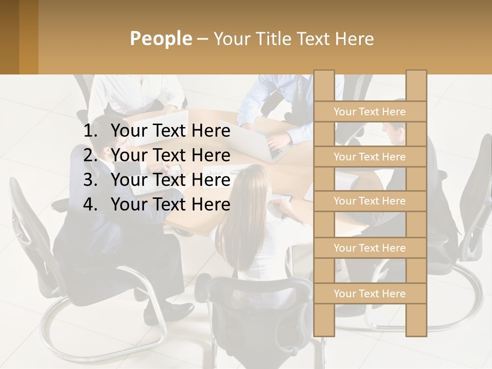 A Group Of People Sitting Around A Table With Laptops PowerPoint Template