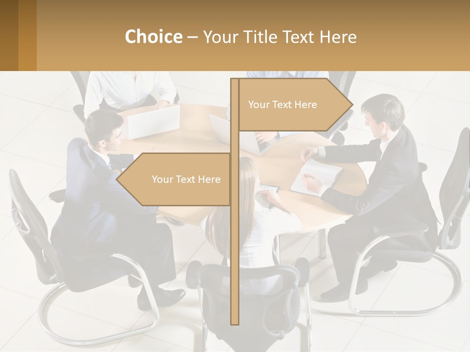 A Group Of People Sitting Around A Table With Laptops PowerPoint Template