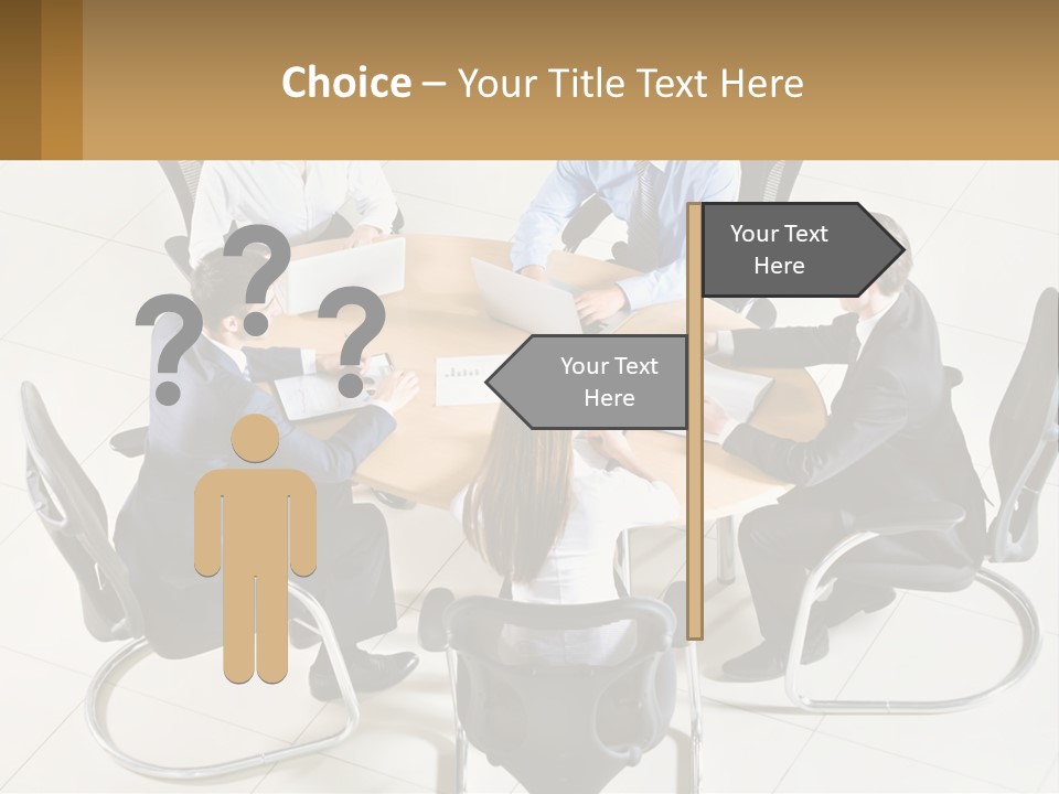 A Group Of People Sitting Around A Table With Laptops PowerPoint Template