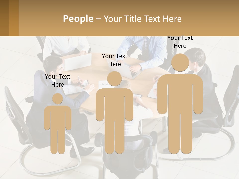 A Group Of People Sitting Around A Table With Laptops PowerPoint Template