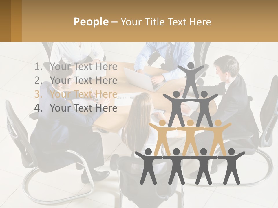 A Group Of People Sitting Around A Table With Laptops PowerPoint Template