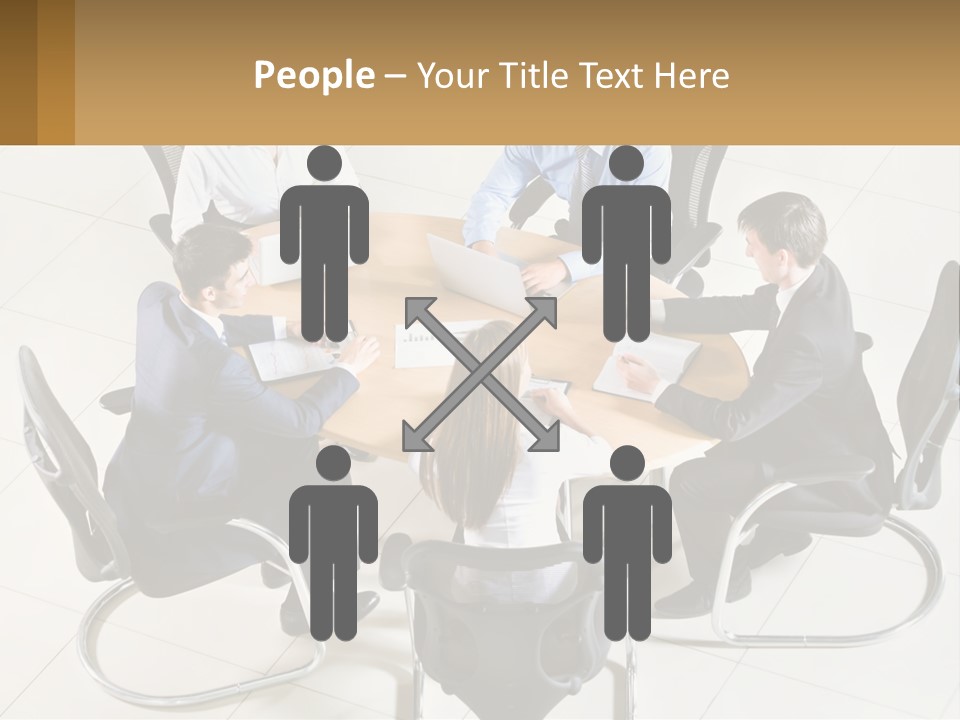A Group Of People Sitting Around A Table With Laptops PowerPoint Template