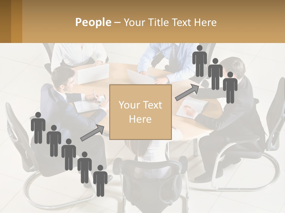 A Group Of People Sitting Around A Table With Laptops PowerPoint Template