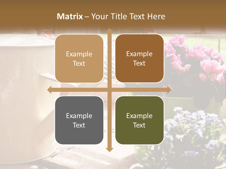 A Watering Can Filled With Flowers On A Table PowerPoint Template