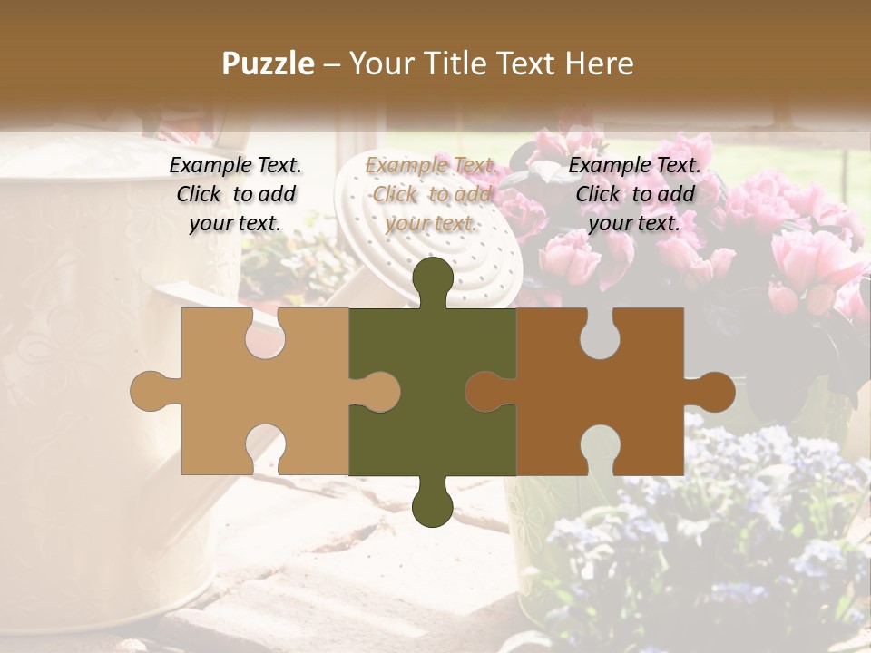 A Watering Can Filled With Flowers On A Table PowerPoint Template