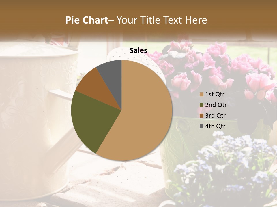 A Watering Can Filled With Flowers On A Table PowerPoint Template