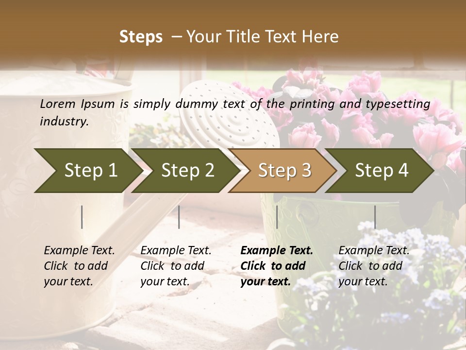 A Watering Can Filled With Flowers On A Table PowerPoint Template
