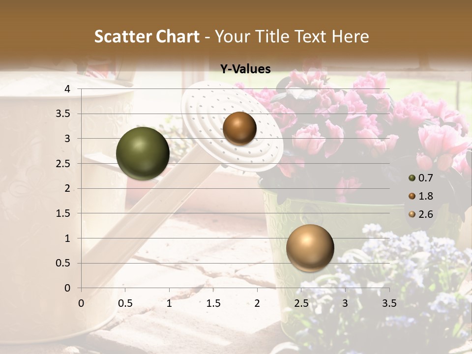 A Watering Can Filled With Flowers On A Table PowerPoint Template