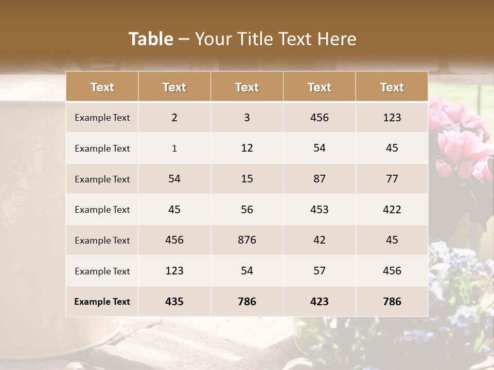A Watering Can Filled With Flowers On A Table PowerPoint Template