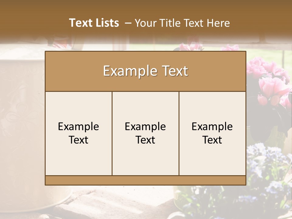 A Watering Can Filled With Flowers On A Table PowerPoint Template