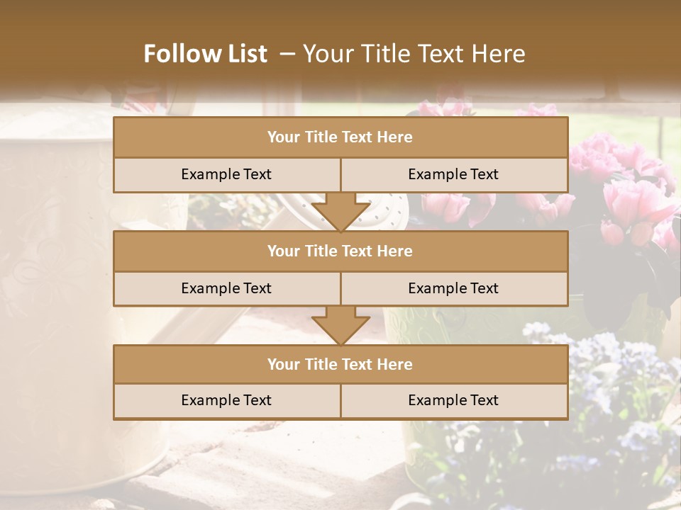 A Watering Can Filled With Flowers On A Table PowerPoint Template
