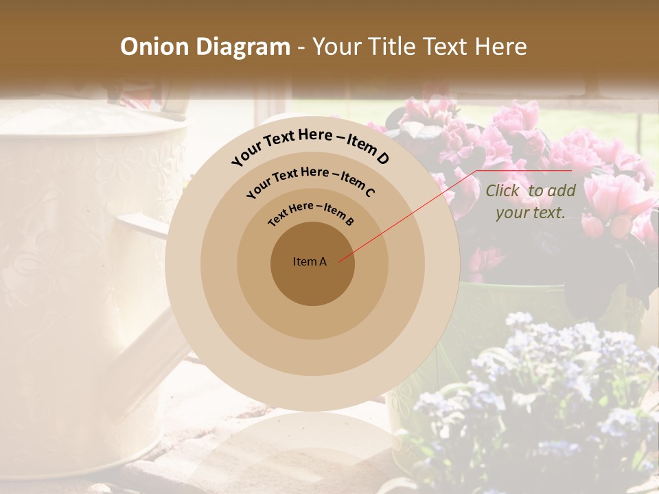 A Watering Can Filled With Flowers On A Table PowerPoint Template
