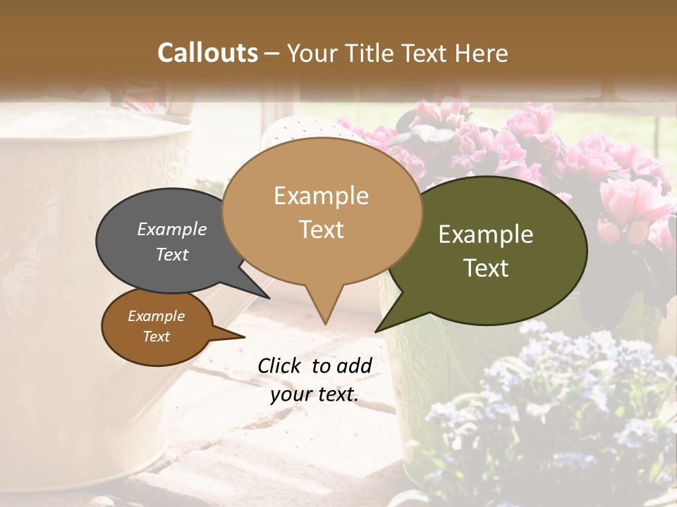 A Watering Can Filled With Flowers On A Table PowerPoint Template