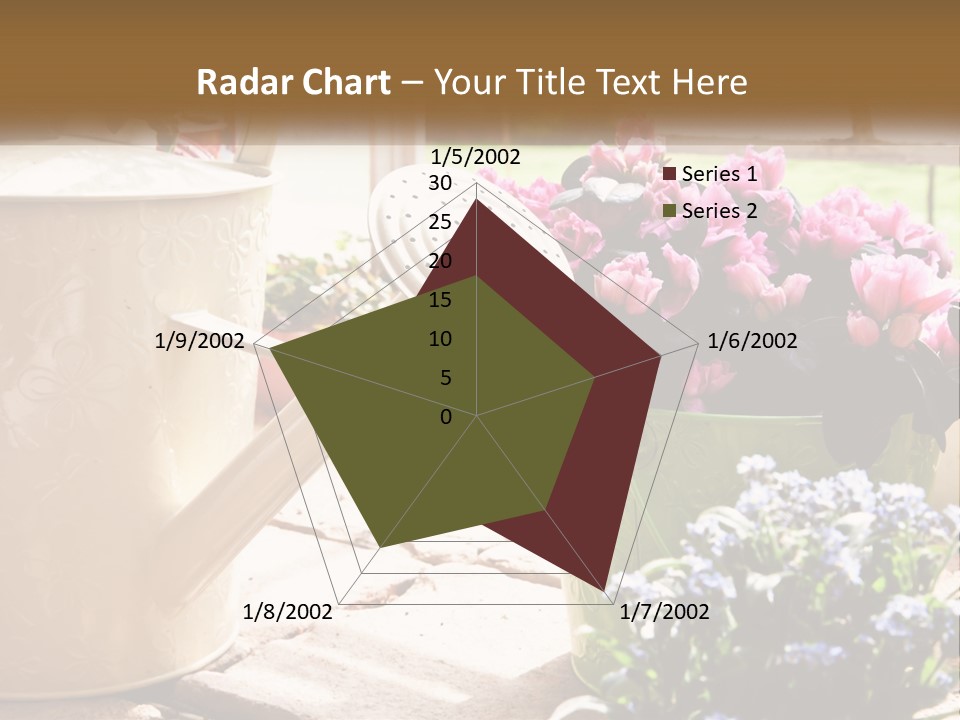 A Watering Can Filled With Flowers On A Table PowerPoint Template