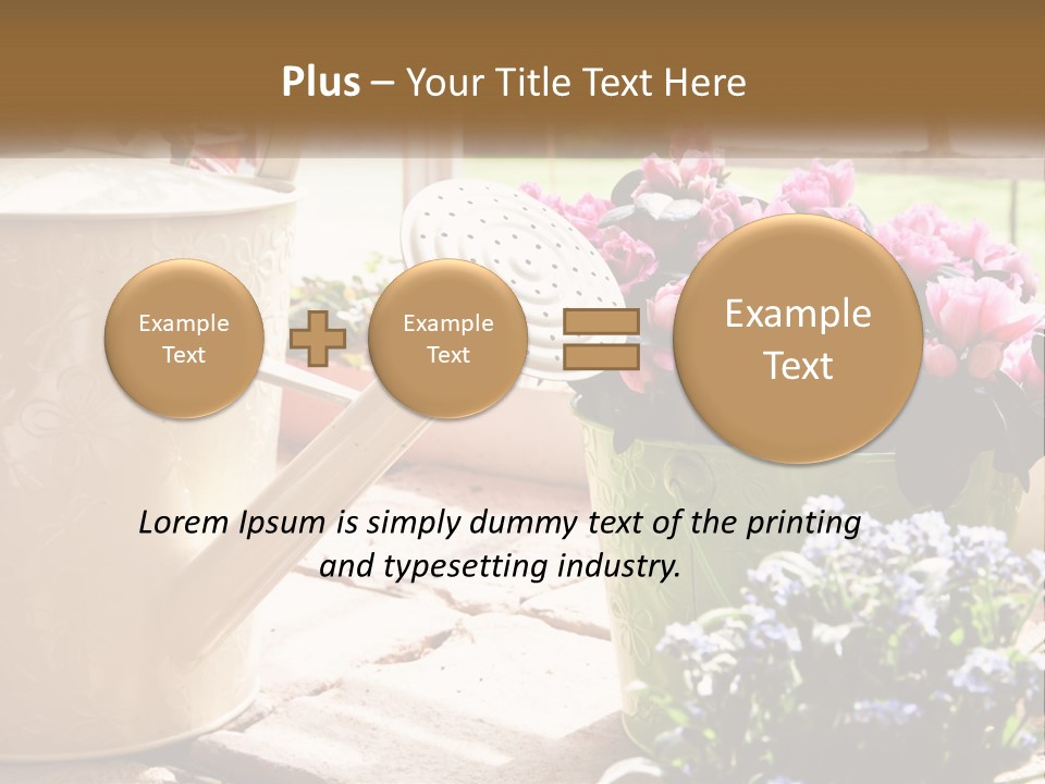 A Watering Can Filled With Flowers On A Table PowerPoint Template