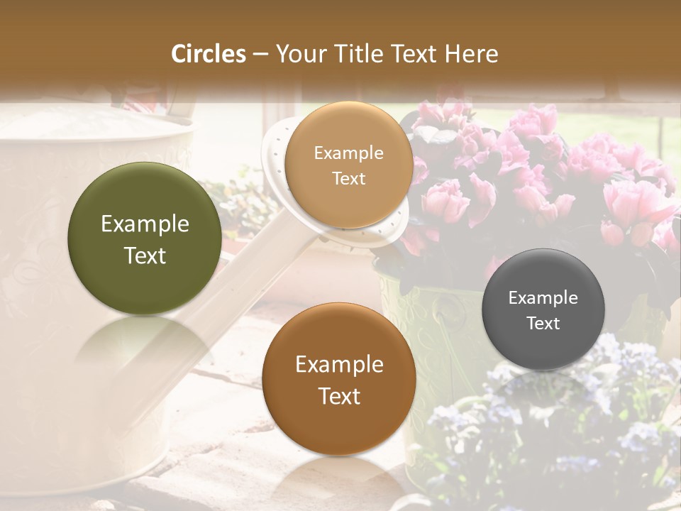 A Watering Can Filled With Flowers On A Table PowerPoint Template