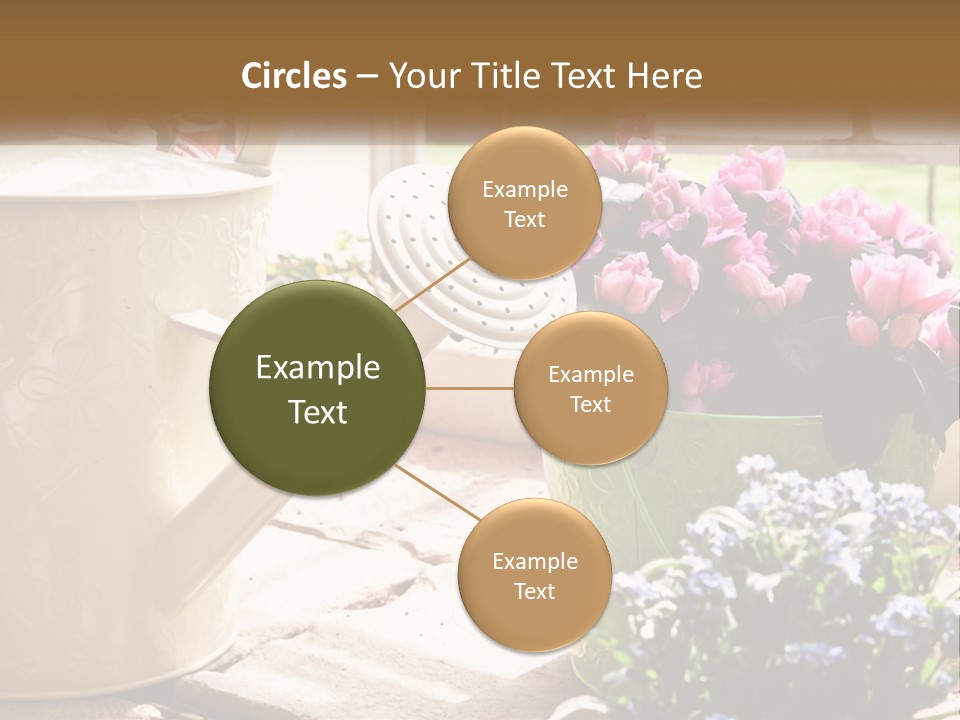 A Watering Can Filled With Flowers On A Table PowerPoint Template