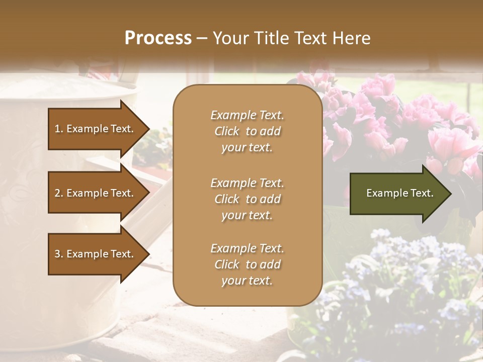 A Watering Can Filled With Flowers On A Table PowerPoint Template