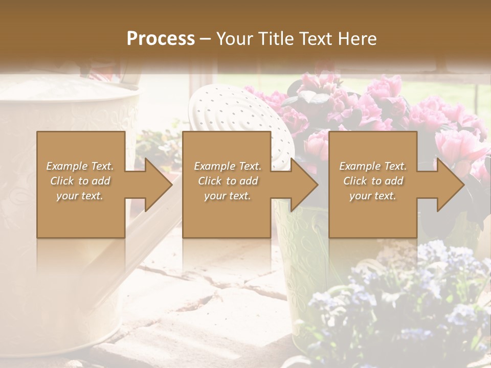 A Watering Can Filled With Flowers On A Table PowerPoint Template