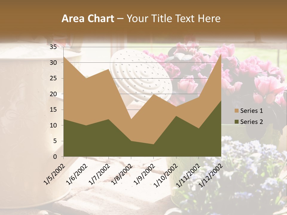 A Watering Can Filled With Flowers On A Table PowerPoint Template