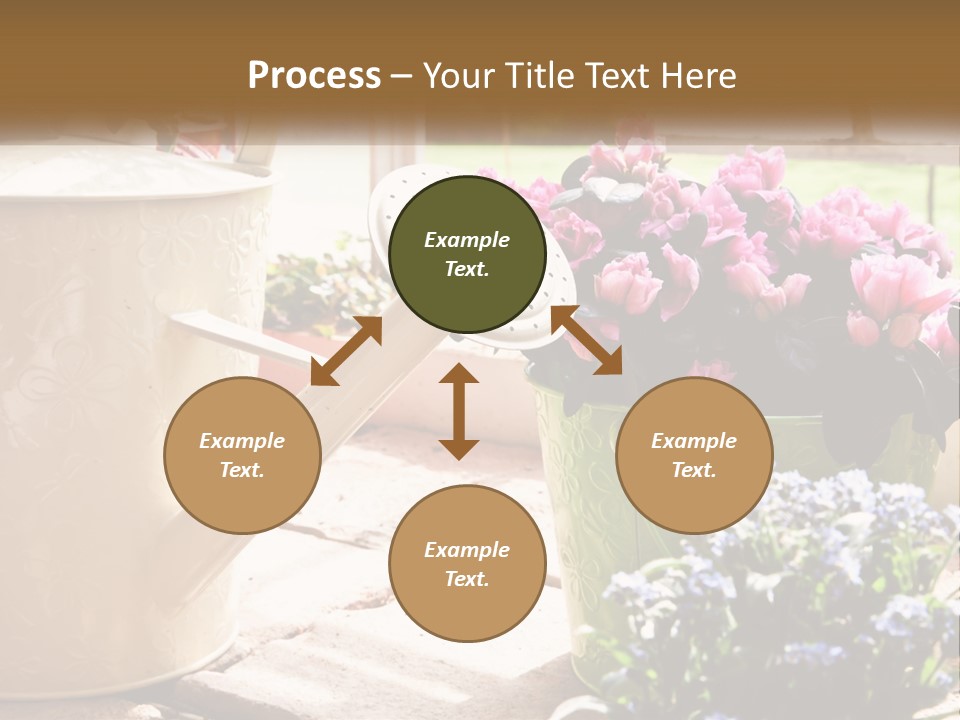 A Watering Can Filled With Flowers On A Table PowerPoint Template