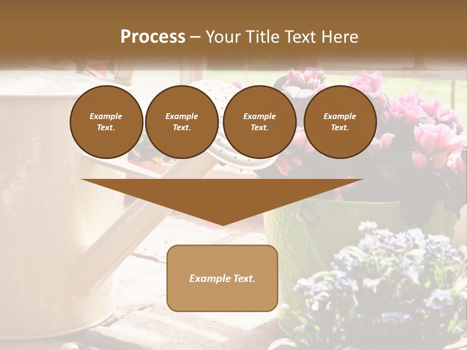A Watering Can Filled With Flowers On A Table PowerPoint Template