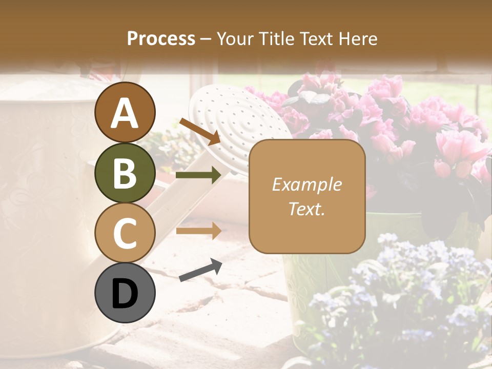 A Watering Can Filled With Flowers On A Table PowerPoint Template