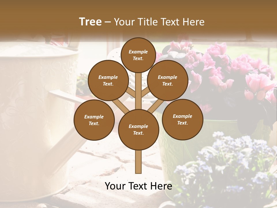 A Watering Can Filled With Flowers On A Table PowerPoint Template