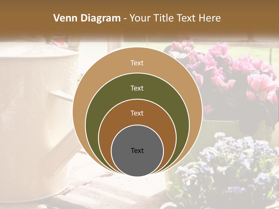 A Watering Can Filled With Flowers On A Table PowerPoint Template