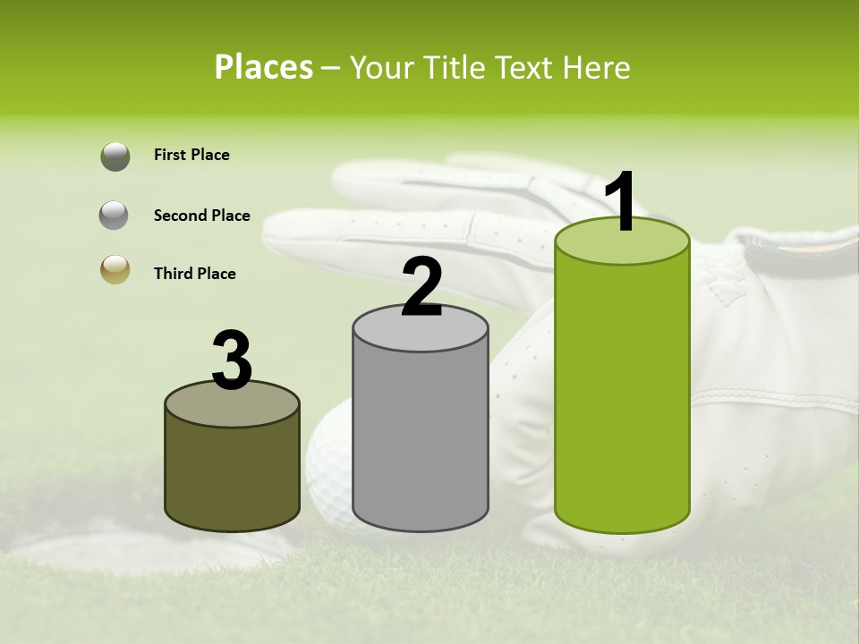 A Golf Ball And Glove On The Green Grass PowerPoint Template