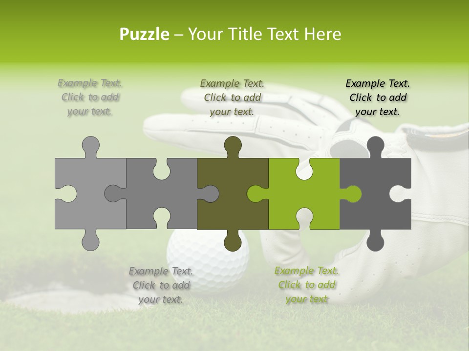 A Golf Ball And Glove On The Green Grass PowerPoint Template