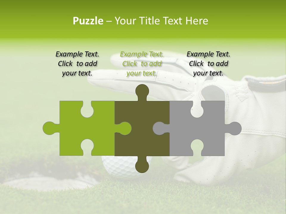 A Golf Ball And Glove On The Green Grass PowerPoint Template