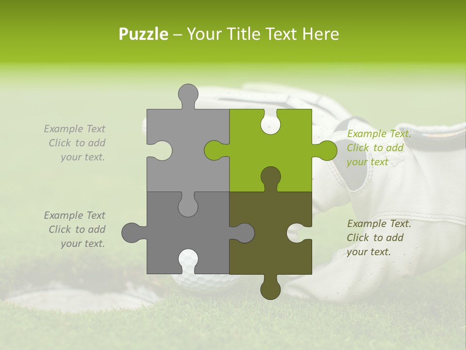 A Golf Ball And Glove On The Green Grass PowerPoint Template