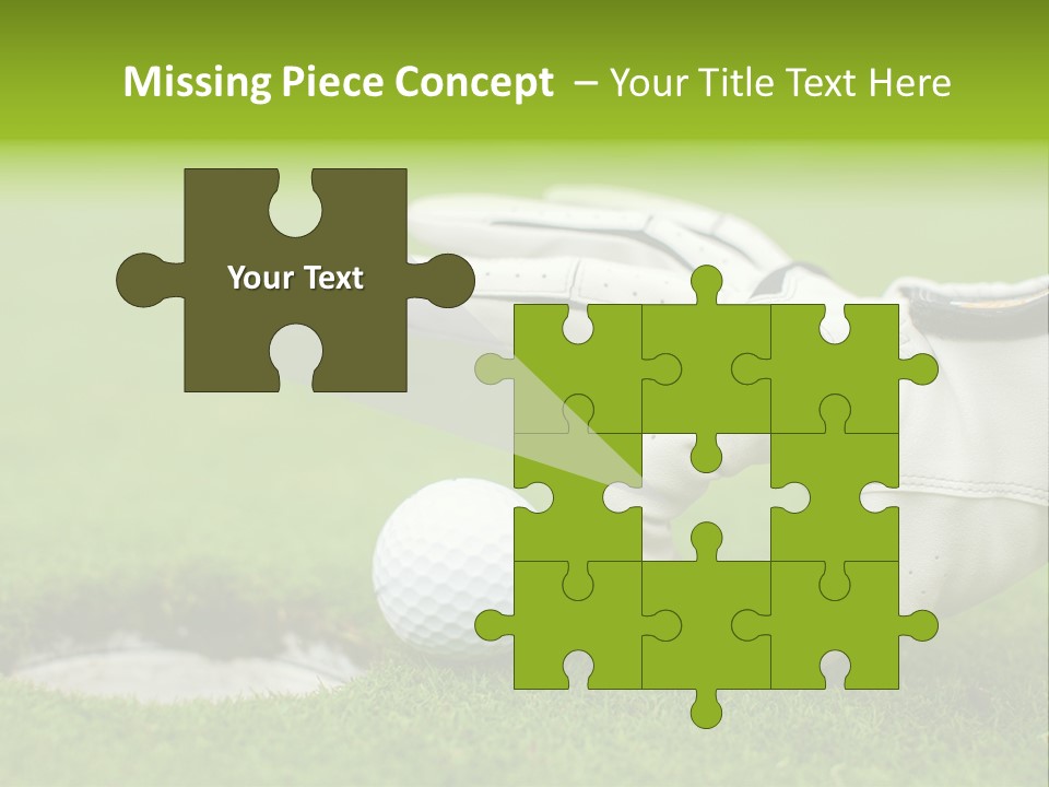 A Golf Ball And Glove On The Green Grass PowerPoint Template