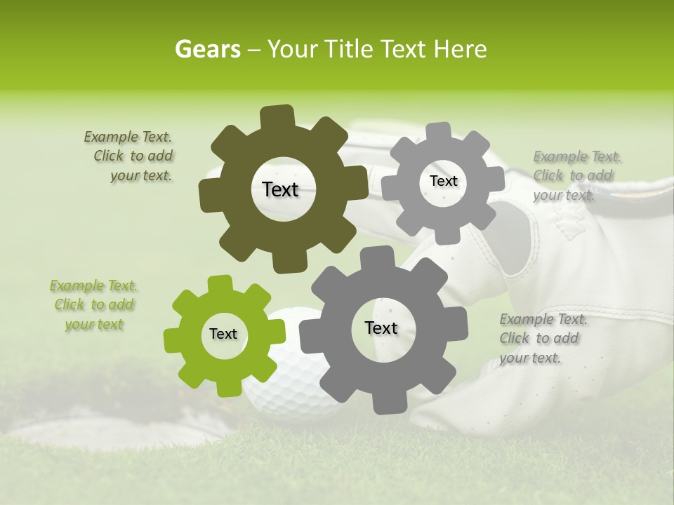 A Golf Ball And Glove On The Green Grass PowerPoint Template