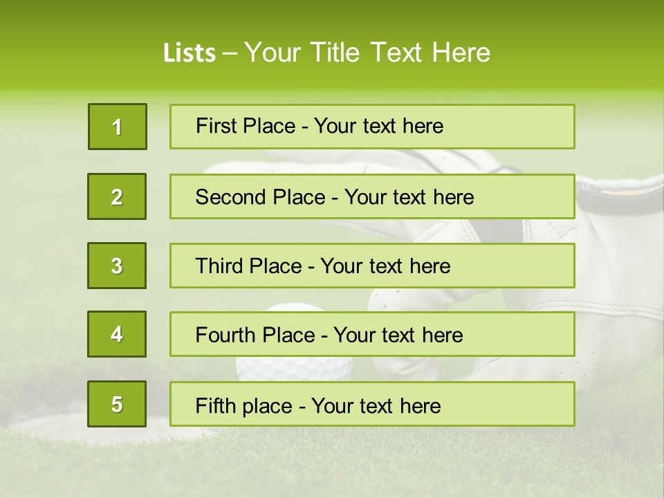 A Golf Ball And Glove On The Green Grass PowerPoint Template
