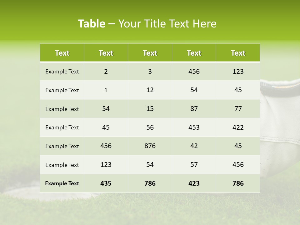 A Golf Ball And Glove On The Green Grass PowerPoint Template