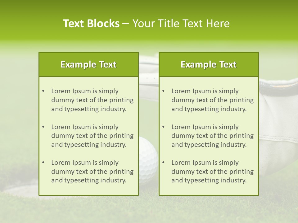 A Golf Ball And Glove On The Green Grass PowerPoint Template