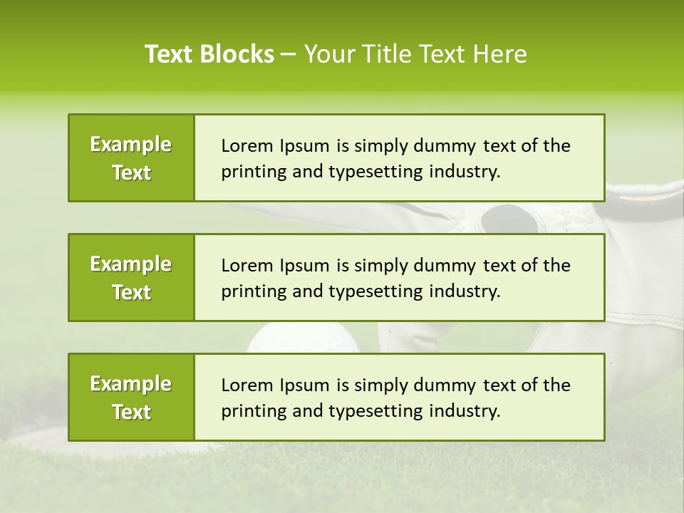 A Golf Ball And Glove On The Green Grass PowerPoint Template