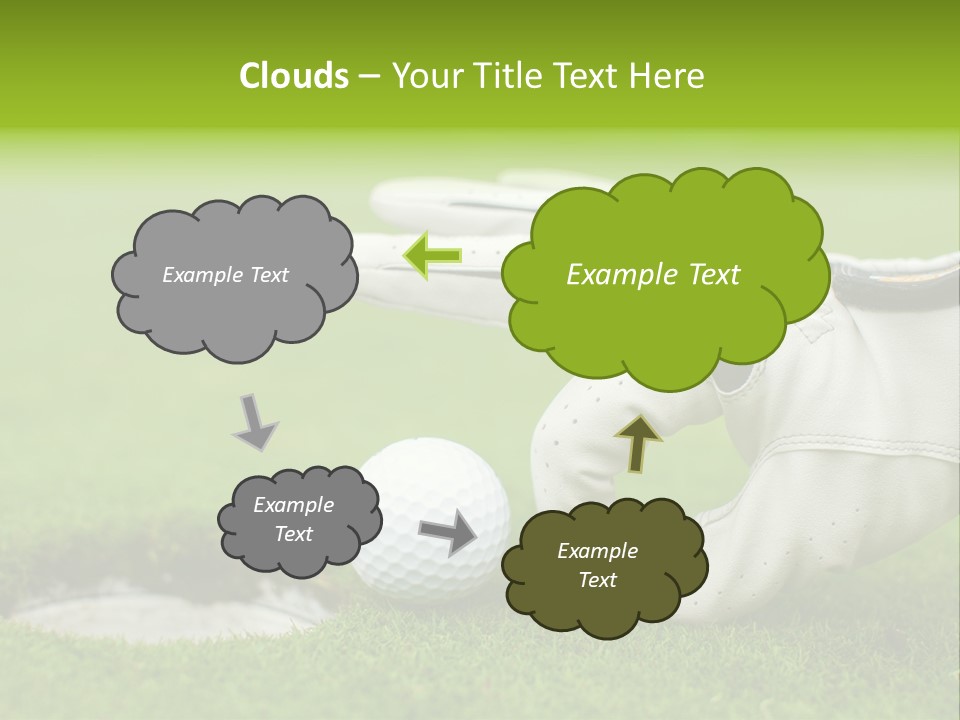 A Golf Ball And Glove On The Green Grass PowerPoint Template