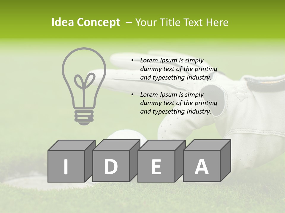 A Golf Ball And Glove On The Green Grass PowerPoint Template