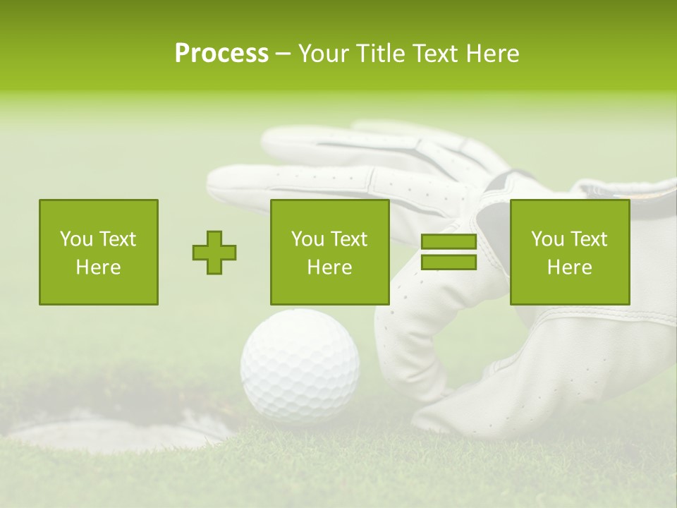 A Golf Ball And Glove On The Green Grass PowerPoint Template