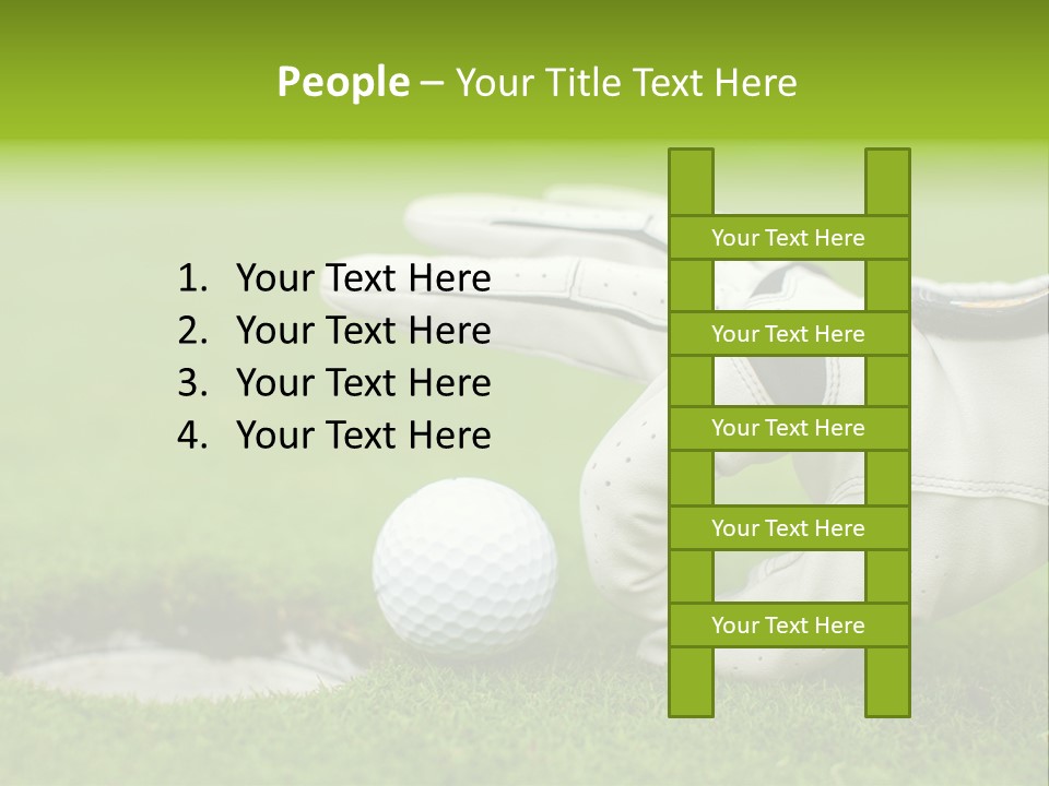 A Golf Ball And Glove On The Green Grass PowerPoint Template