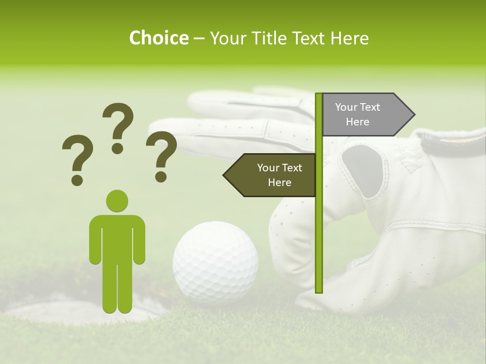 A Golf Ball And Glove On The Green Grass PowerPoint Template