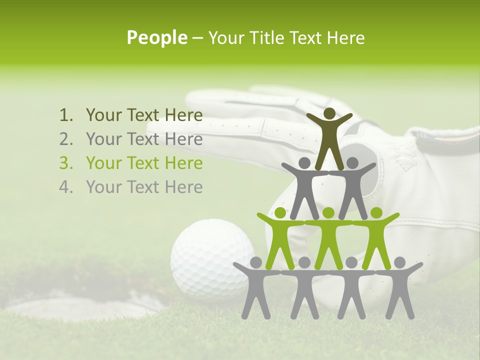 A Golf Ball And Glove On The Green Grass PowerPoint Template
