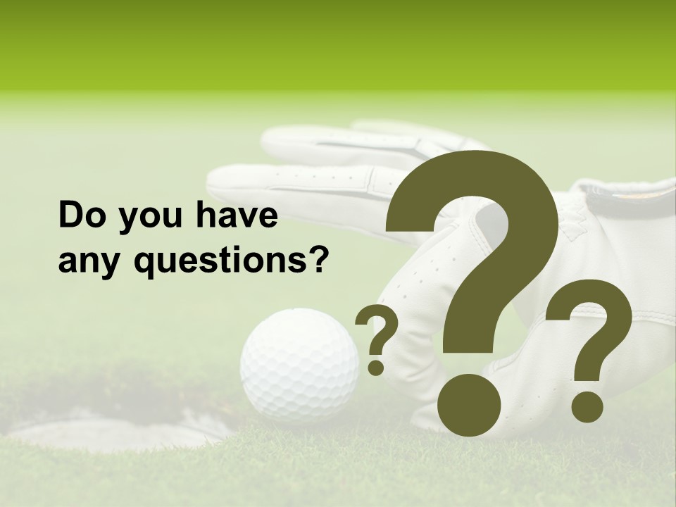 A Golf Ball And Glove On The Green Grass PowerPoint Template