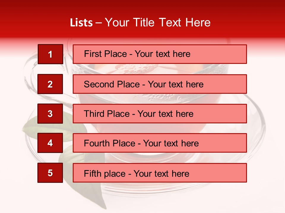 A Cup Of Tea With A Leaf On A Saucer PowerPoint Template