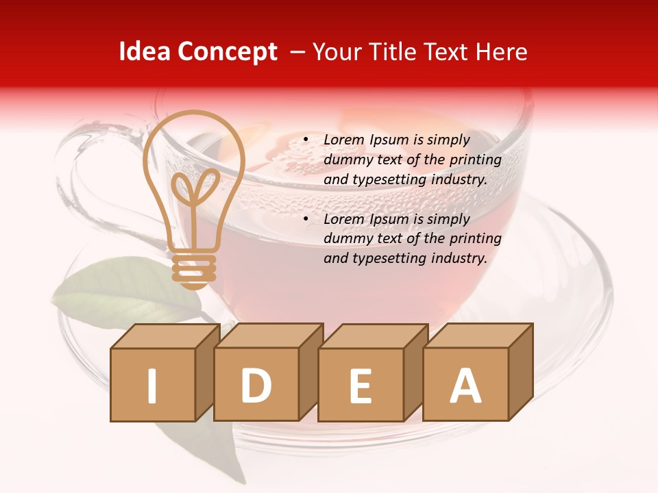 A Cup Of Tea With A Leaf On A Saucer PowerPoint Template