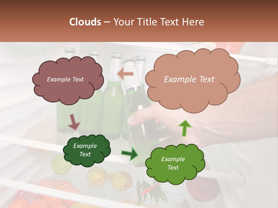 A Person Opening A Refrigerator With Green Drinks PowerPoint Template