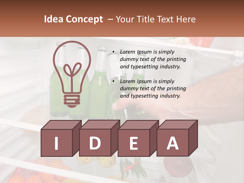 A Person Opening A Refrigerator With Green Drinks PowerPoint Template